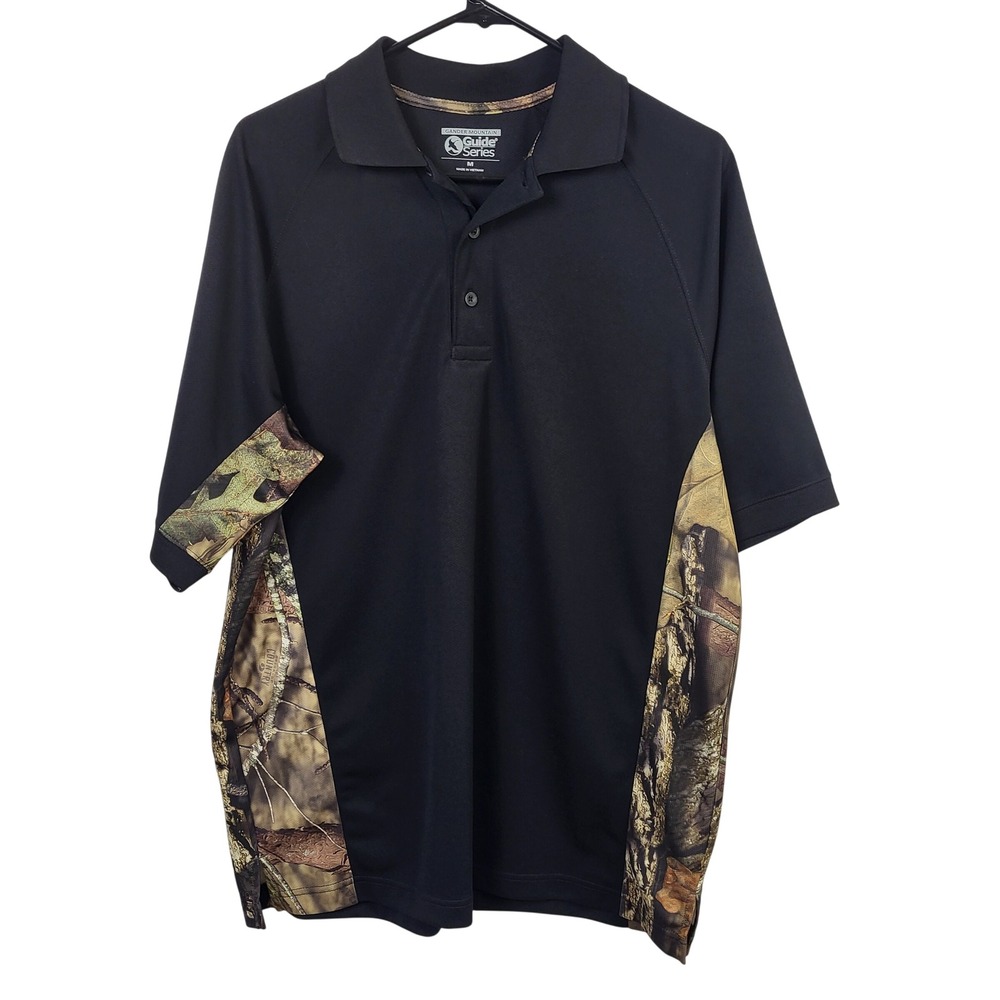 Gander Mountain Guide Series Polo Shirt M Black Camo Performance Hunting Outdoor